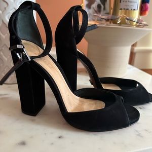 Schutz black ankle strapped suede sandals